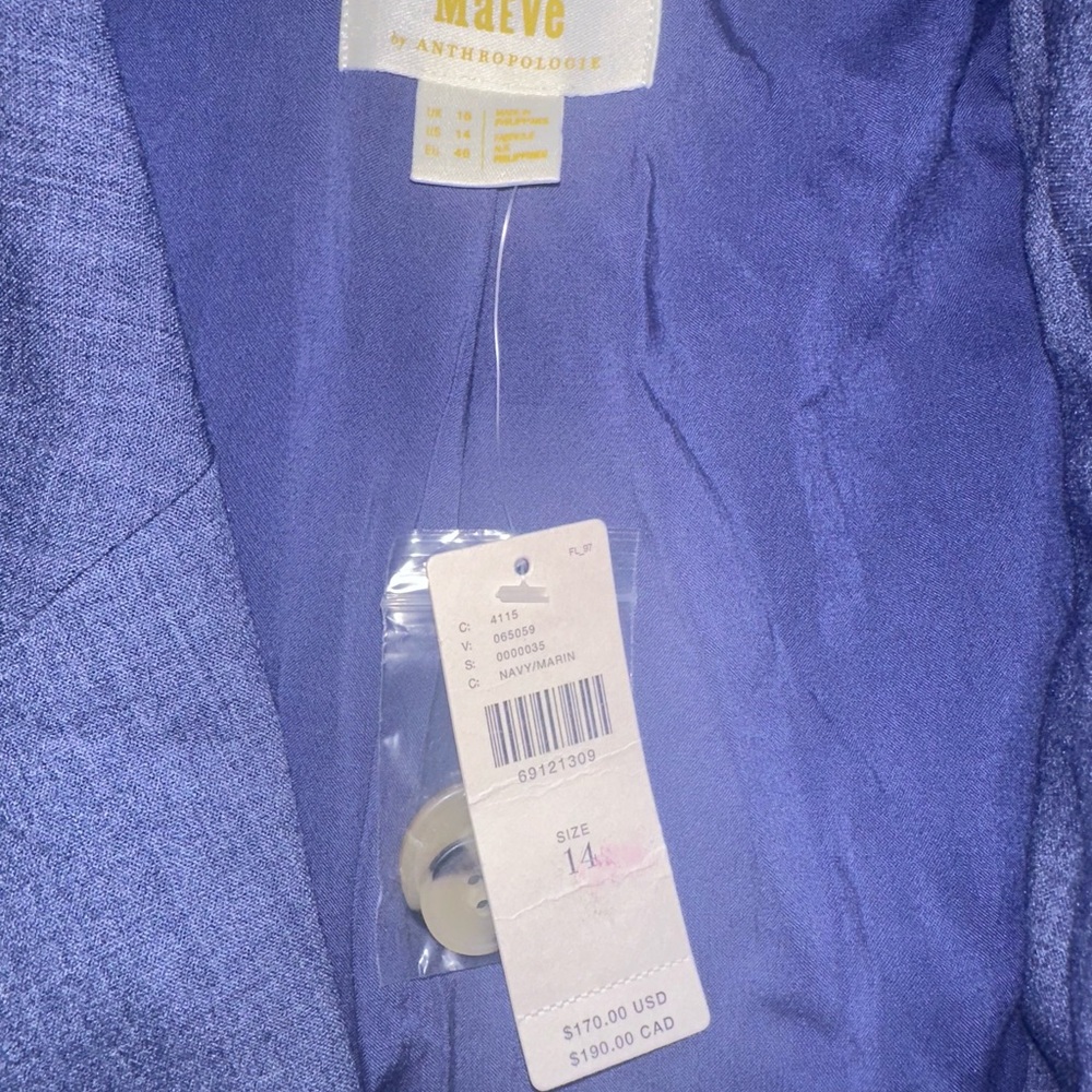 Anthropologie Maeve Blue Blazer Chambray 14 NWT - Picture 5 of 10